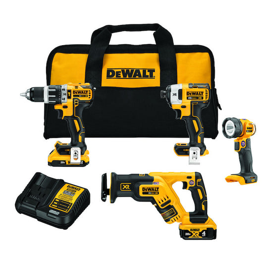 Dewalt Set of 4 20-V Cordless Tools - 2 Batteries, 1 Charger and 1 Bag Included - Each