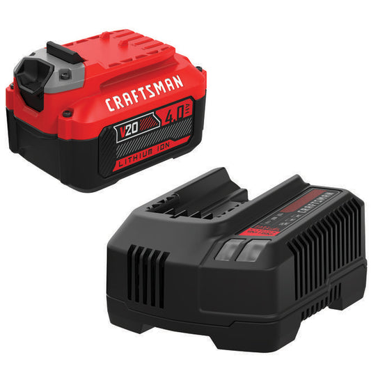 CRAFTSMAN 20 V MAX 4 AH Battery and Charger Kit for Cordless Tools -