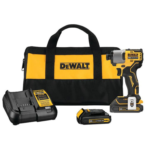 DeWalt 1/4-in Cordless Brushless Impact Driver Kit - 20 V 1.5 Ah Battery, Tool and Charger Included - Each