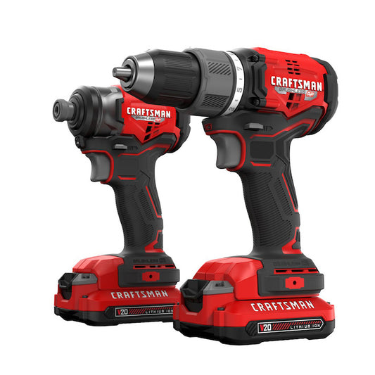 Craftsman V20 RP Cordless Brushless Compact Drill/Impact Driver Combo Kit with 2 Batteries - Each