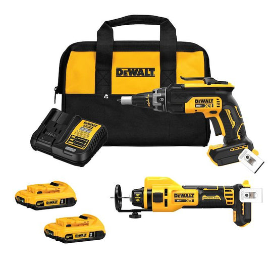 DeWALT 20V MAX XR Brushless Drywall Screwgun and Cut-Out Tool Combo Kit (2.0Ah) - Each