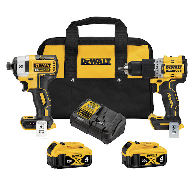 DEWALT 20V MAX XR Brushless Cordless 2-Piece Tool Kit with Two 4.0 AH Batteries and a Charger - Each