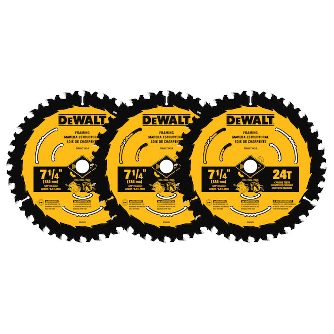 DeWALT 3-Pack 7-1/4-in 24-Tooth Dry Cut Only Standard Tooth Circular Saw Blade - Each