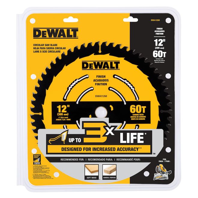 DeWALT 1-Pack 12-in 60-Tooth Dry Cut Only Standard Tooth Circular Saw Blade - Each