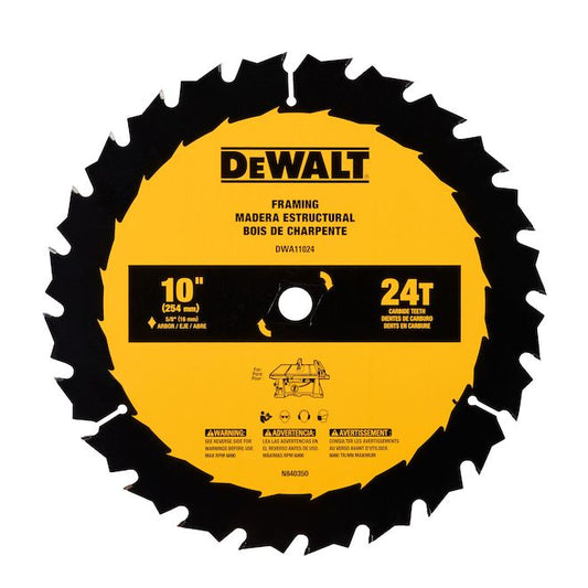 DeWALT 1-Pack 10-in 24-Tooth Dry Cut Only Standard Tooth Table Saw Blade - Each