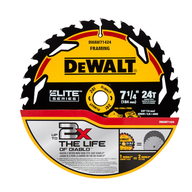 DeWALT 7-1/4-in 24-Tooth Dry Cut Only Standard Tooth Circular Saw Blade - Each