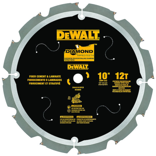 DeWALT 1-Pack 10-in 12-Tooth Dry Cut Only Standard Tooth Miter Saw Blade - Each