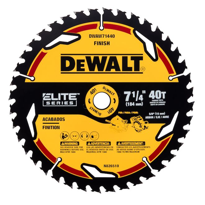 DeWALT 1-Pack 7-1/4-in 40-Tooth Dry Cut Only Standard Tooth Circular Saw Blade - Each