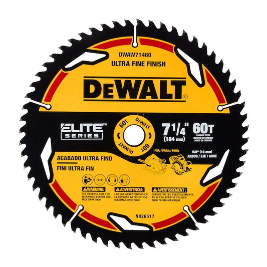 DeWALT 1-Pack 7-1/4-in 60-Tooth Dry Cut Only Combination Tooth Carbide Circular Saw Blade - Each