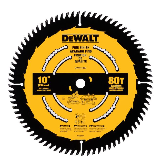 DeWALT 1-Pack 10-in 80-Tooth Dry Cut Only Standard Tooth Miter/Table Saw Blade - Each