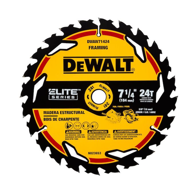 DeWALT 1-Pack 7-1/4-in 24-Tooth Dry Cut Only Standard Tooth Circular Saw Blade - Each