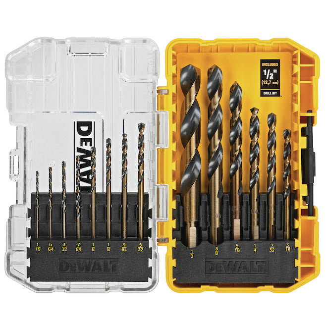 DeWALT 14-Piece Assorted Coated HSS Right Handed Twist Drill Bit Set - Each