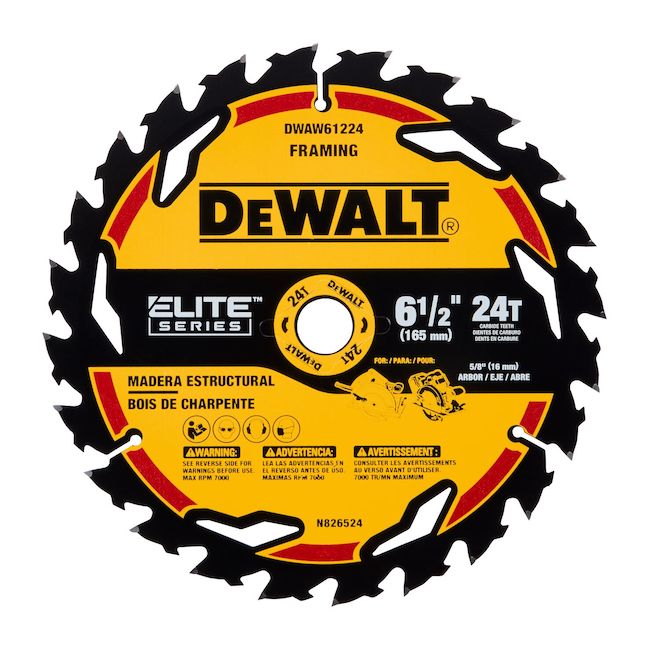 DEWALT Elite Series Carbon Steel Circular Saw Blade - 6.5-in - 24 Teeth - Each