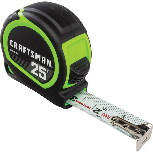 Craftsman Measuring Tape High Visibility Black and Green 25-ft - Each