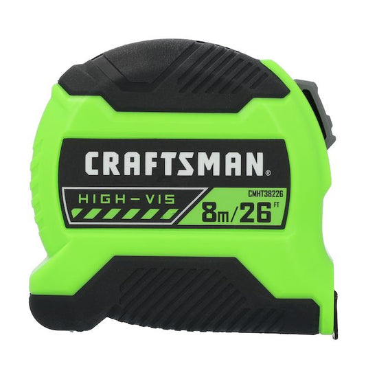 Craftsman Hi-Vis Tape Measure High-Visibility Green Case 26-ft - Each