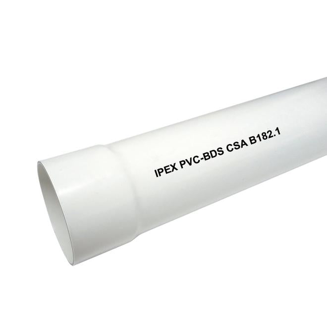 Ipex 4-in x 10-ft White Solid PVC Sewer Pipe with Bell End - Each