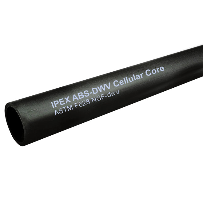 Ipex ABS Cellcore Pipe - For Drain Waste and Vent System - Black - 4-in Dia x 12-ft L -