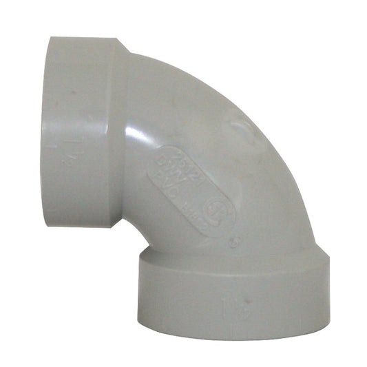 Ipex System 15 Grey PVC DWV 90-degree Hub Elbow with 1 1/2-in Diameter -