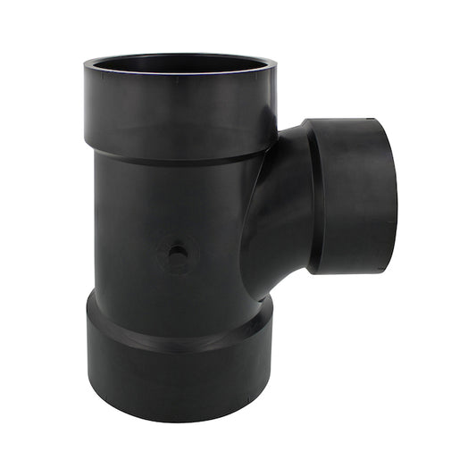 Ipex Black ABS Plastic Sanitary Tee with 4-in and 3-in diameter Fittings -