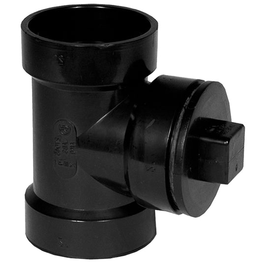 IPEX 1-1/2-in Black ABS Plastic Hub Cleanout Tee with Plug -