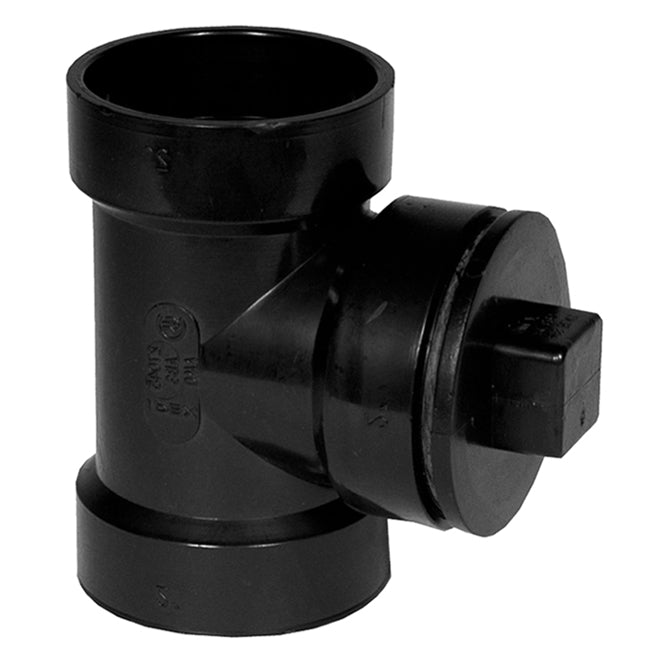 IPEX 4-in Black ABS Plastic Hub Cleanout Tee with Plug -