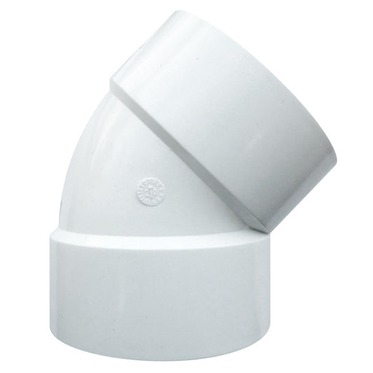 Ipex White PVC 45-Degree 3-in Hub Elbow -