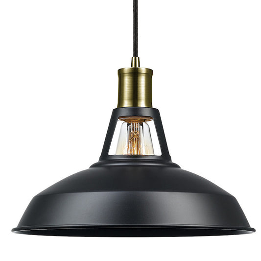 Robin 2-in-1 Barn Style Pendant Light -Metal/Fabric - Black/Brass-