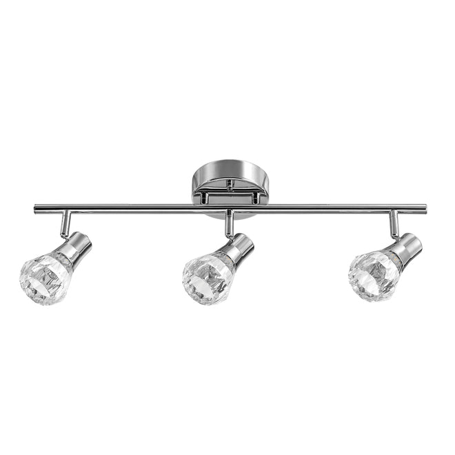 Globe Electric Mia Track Light Bar - 3 15-Watt Integrated LED Bulbs - Polished Chrome - Textured Glass Shades - Dimmable-