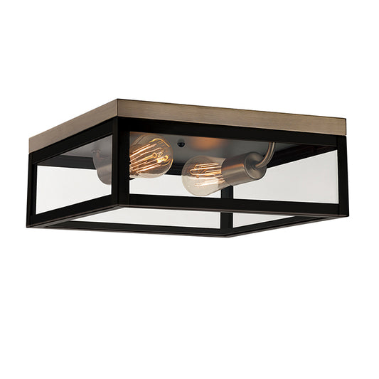 Globe Electric Verona 2 Flush Mount Light - Rustic - LED - 13-in - Dark Bronze-