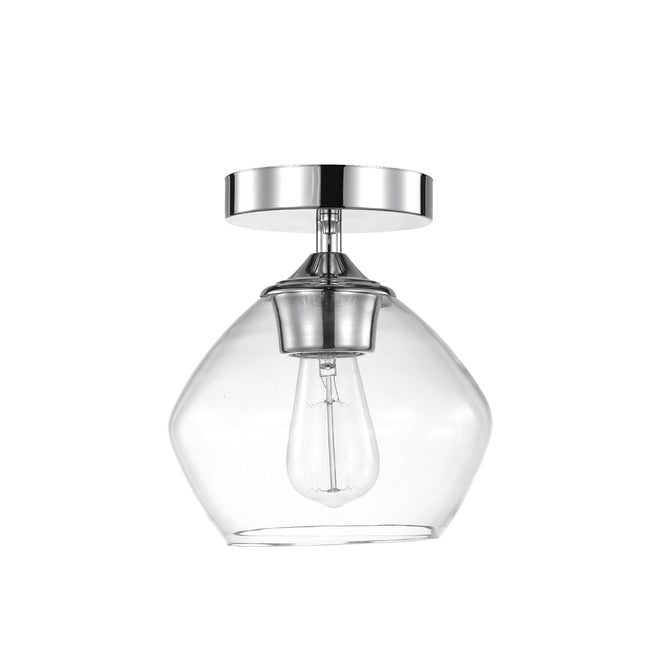 Globe Electric Harrow Semi-Flush Mount Ceiling Light - 1 Light - 8-in - Glass/Metal - Chrome/Clear-