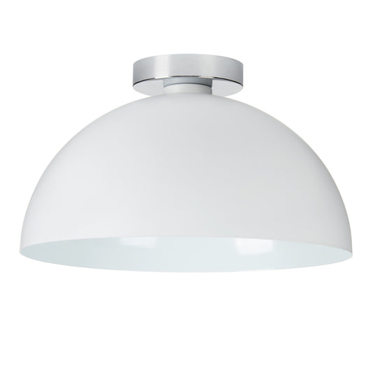 Globe Electric Semi-Flush Mount Ceiling Light with Chrome Base - 14-in - 1-Light - Matte White Shade-