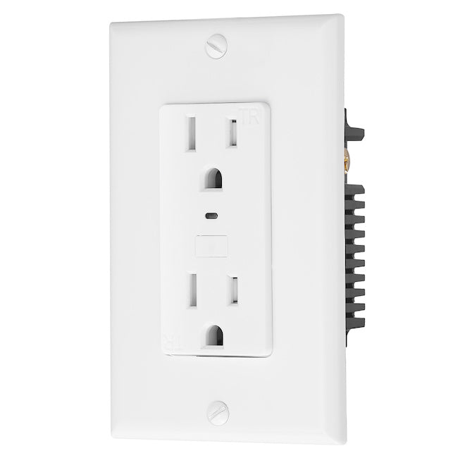 Globe Electric Wi-Fi Smart Double Receptacle Outlet - Voice Activated - White - 15-amp - 125-volt-