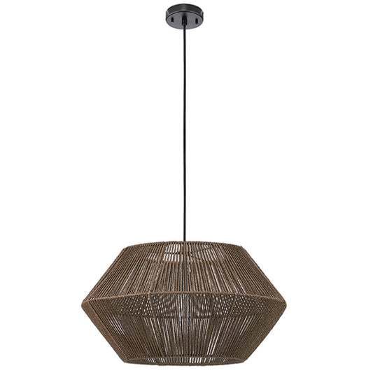 Globe Electric Terra Natural and Black Mid-Century Twine Pendant Light-