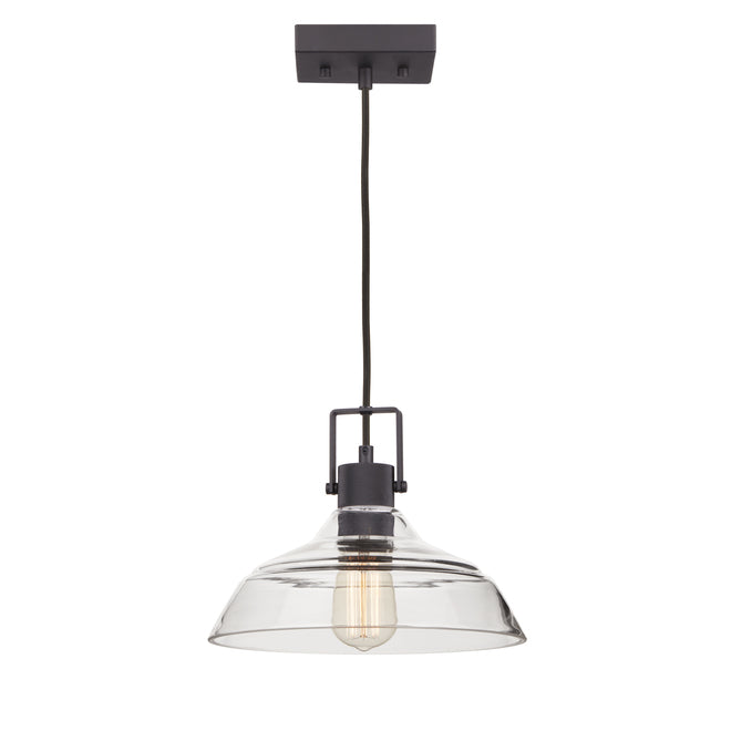 Globe Electric Matte Black 2-in-1 Vintage Clear Glass Pendant Light-