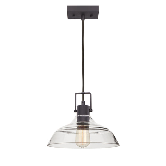 Globe Electric Matte Black 2-in-1 Vintage Clear Glass Pendant Light-