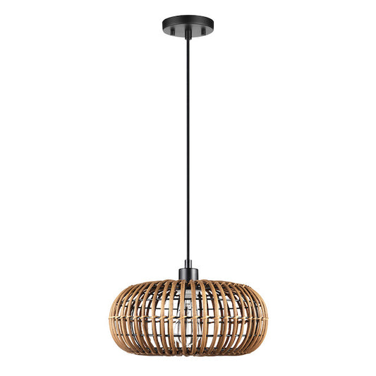 Globe Electric Rattan 2-in-1 Farmhouse Pendant Light-