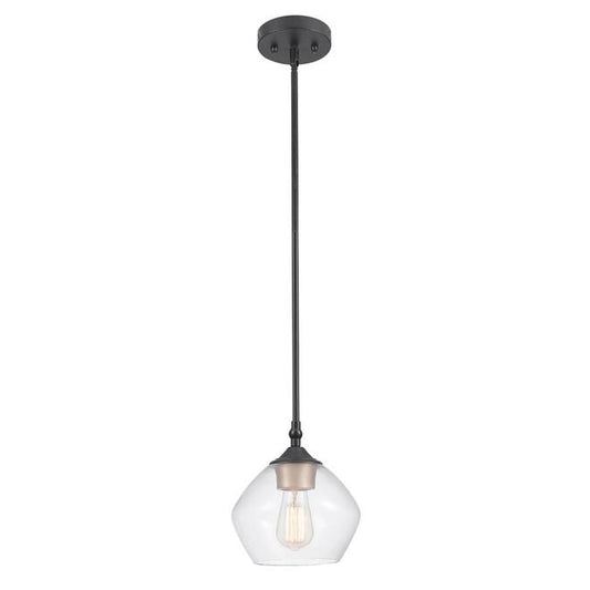 Globe Electric Harrow Black and Gold Mid-Century Clear Glass Pendant Light-
