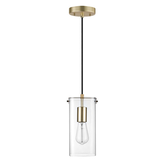 Globe Electric Cheyenne Matte Brass Traditional Clear Glass 2-in-1 Pendant Light-