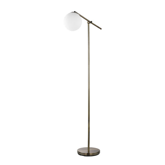 Globe Electric Portland 65-in Floor Lamp with Brushed Nickel and White Frosted shade-