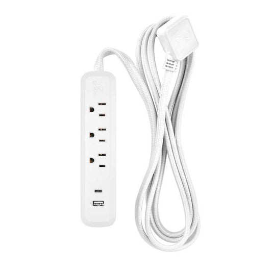 Globe Electric 3 Outlets 2 USB - White-Box