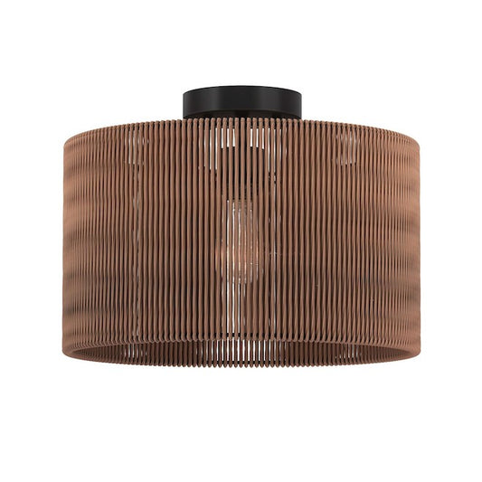 Globe Electric Nathan 14-in Brown Farmhouse Flushmount-