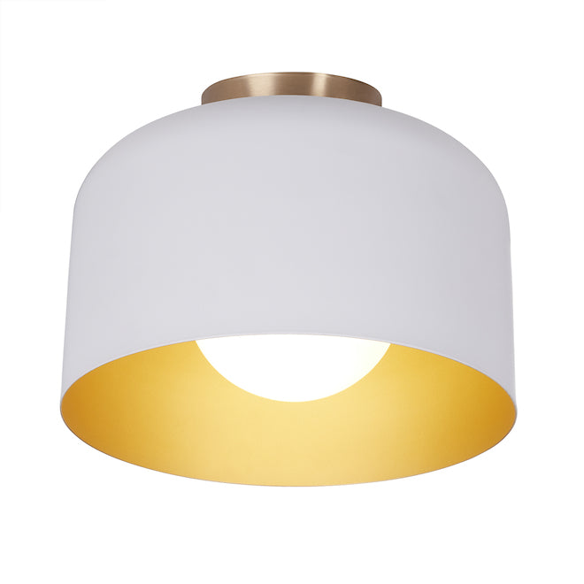 Globe Electric 1-Pack Margot 11-in White/Gold- Modern/Contemporary Flush Mount-