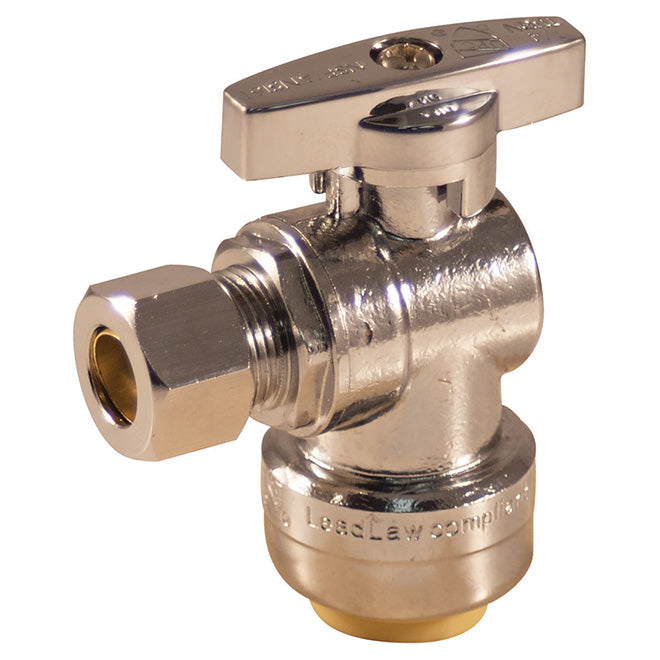 Angle Valve - Lead Free - 1/2" x 3/8" - Push x Comp - Each