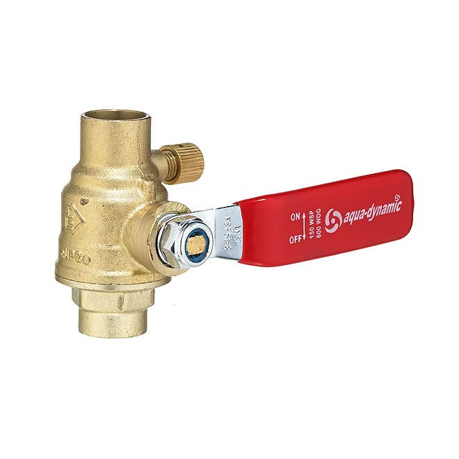 Ball Valve with Drain - Forged Brass - 1/2" - Each