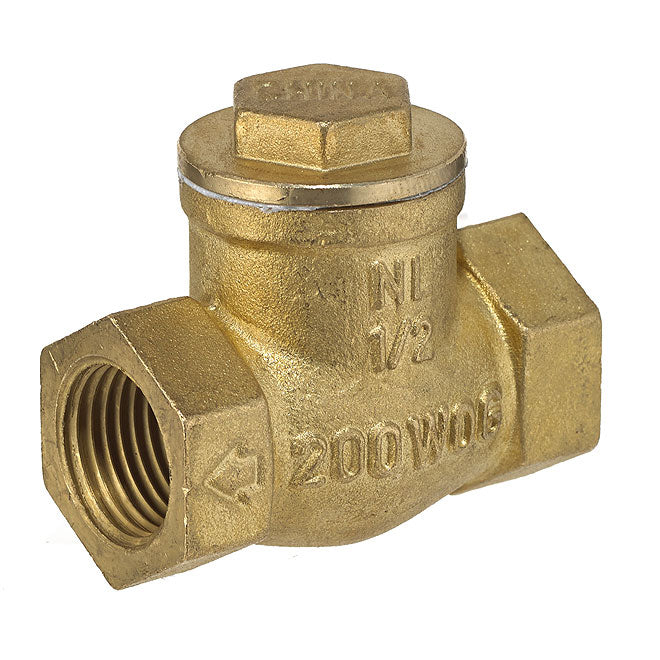 1/2" Threaded Brass Swing Check Valve - Each