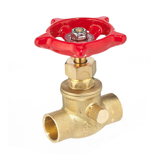 Straight Stop Valve - Solder - 1/2" - Brass - Each