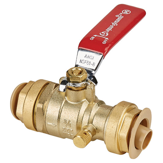 Ball Valve-Lead Free - Full Port w/Drain - 3/4" Push - Each