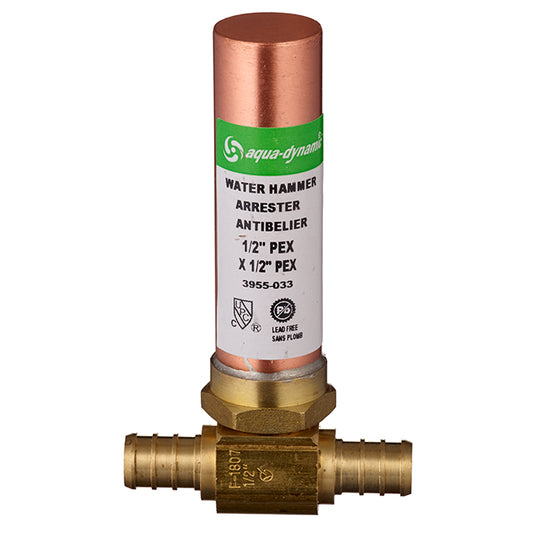 Aqua-Dynamic Water Hammer Arrester - PEX Brass - Lead-Free - 1/2-in dia - Each