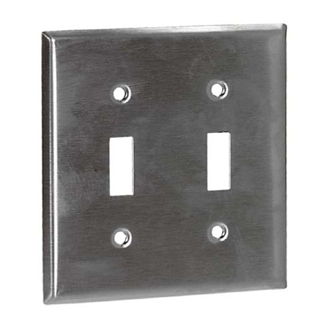 Eaton Toggle 2-Gang Switch Plate - Stainless Steel - Commercial - 4 1/2-in H x 4 9/16-in W x 7/32-in D-