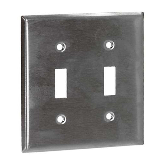 Eaton Toggle 2-Gang Switch Plate - Stainless Steel - Commercial - 4 1/2-in H x 4 9/16-in W x 7/32-in D-